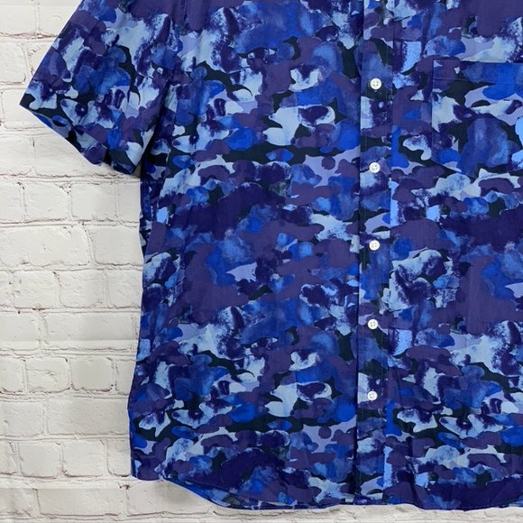 J. Crew Watercolor Blue Camo Print Slim Fit Button - Picture 4 of 12